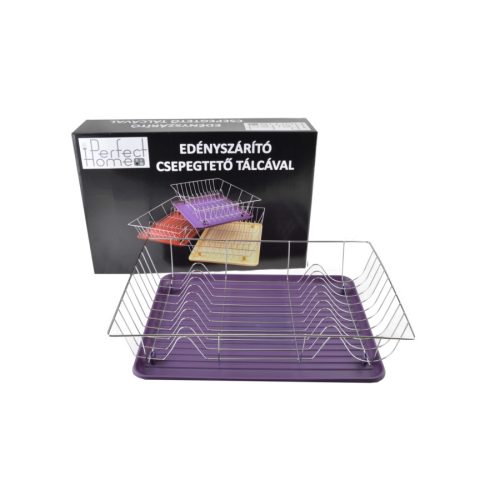 Perfect Home műanyag edényszárító tálcával lila díszdobozos