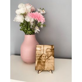   Egyedi képes szögletes fa lap – 15  cm, személyre szabott gravírozás dekorációhoz