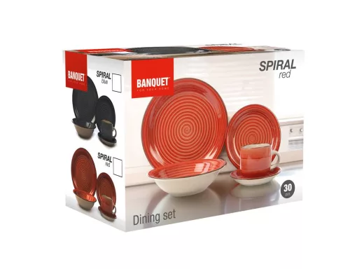 30 db-os Banquet Spiral red porcelán étkészlet