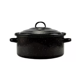   Zománcozott lábas fedővel fekete-fehér pöttyös mintával 27x8 cm (2,8 L-es)
