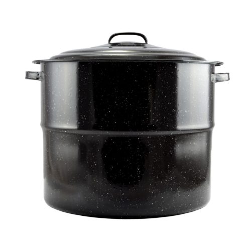 Zománcozott lábas fedővel fekete-fehér pöttyös mintával 45x35 cm-es (31,5 L-es)
