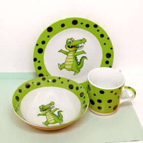 3 db-os gyermek étkészlet (krokodilos)