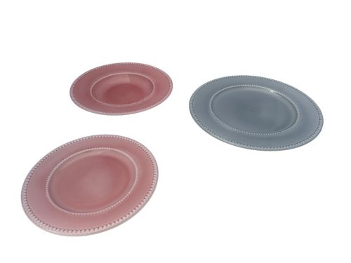 18 részes LUXE porcelán étkészlet (rózsaszín-szürke színben)