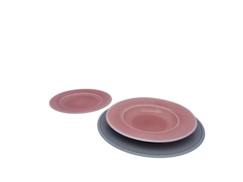 18 részes LUXE porcelán étkészlet (rózsaszín-szürke színben)