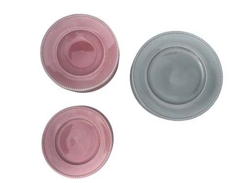 18 részes LUXE porcelán étkészlet (rózsaszín-szürke színben)