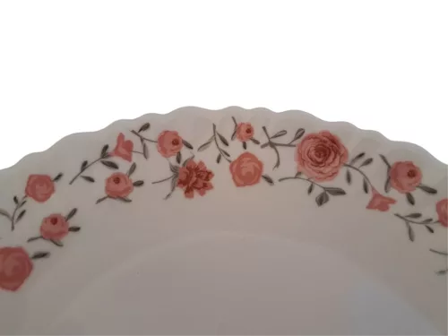 Opál lapostányér rózsás mintával (26,8 cm-es)