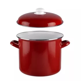 Fazék fedővel zománcozott 24cm 8,6l piros Perfect Home