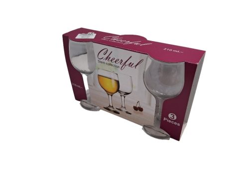 3 darabos talpas boros pohár szett üveg Cheerful (210 ml-es)
