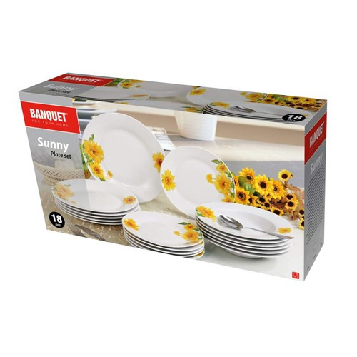 Kerámia tányér szett SUNNY, 18 db