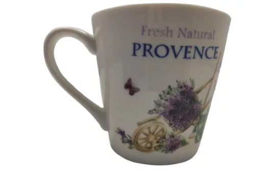 porcelán csésze páros, kanállal levendula mintával (320 ml-es)