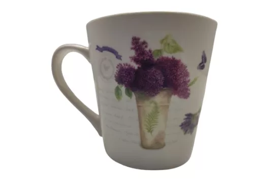 porcelán csésze páros, kanállal levendula mintával (320 ml-es)