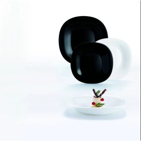 18 darabos Carine étkészlet (fekete fehér színben)