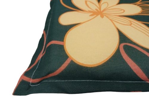 Szögletes ülőpárna zöld sárga virágos