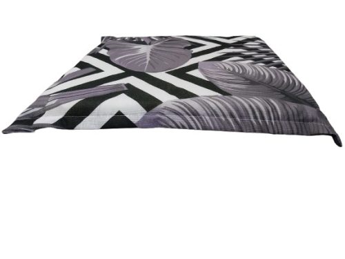 Szögletes ülőpárna fekete csíkos szürke leveles