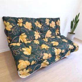   Hintaágy párna 150 cm 3 részes Zöld sárgavirágos mintával