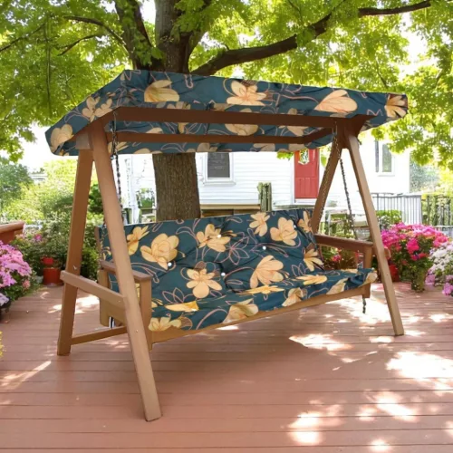 Hintaágy párna 150 cm 3 részes Zöld sárgavirágos mintával