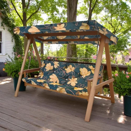 Hintaágy párna 150 cm 3 részes Zöld sárgavirágos mintával