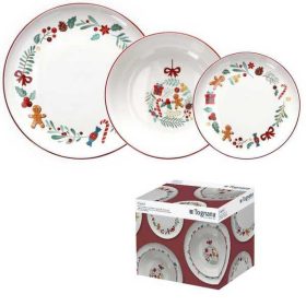 Karácsonyi porcelán étkészlet 12 db CAROL Mézi