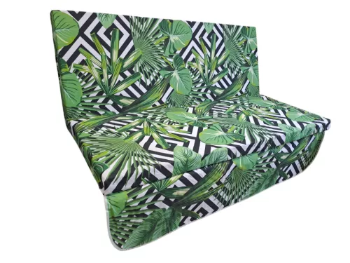 Hintaágy párnalap 160 cm 3 részes fekete csíkos zöld leveles mintával