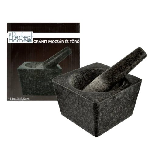 Szögletes gránit mozsár 13x13x8,5cm