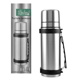 1,1 literes rozsdamentes turista termosz 2 pohárral