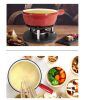 Piros zománcozott öntöttvas Fondue szett, 1,8L (edény+állvány+6 villa+égő)