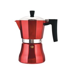   3 személyes indukciós alumínum Kávéfőző, metálpiros színben