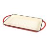 Piros zománcozott öntöttvas grill tepsi 33x21,5x3,2cm