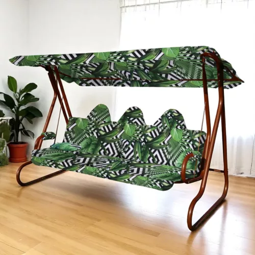 Hintaágy párna HERCULES típusú hintaágyhoz fekete csíkos,zöld pálmaleveles