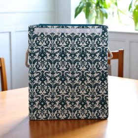 Szennyestartó mobil 40x30x50 cm sötétzöld mintás