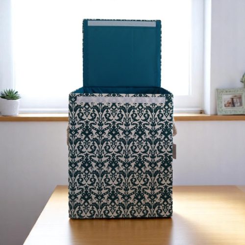 Szennyestartó mobil 40x30x50 cm sötétzöld mintás