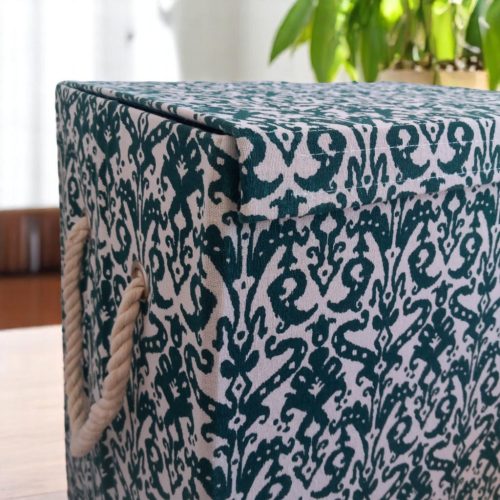 Szennyestartó mobil 40x30x50 cm sötétzöld mintás