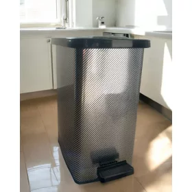 Pedálos szemetes 25 L fekete-ezüst