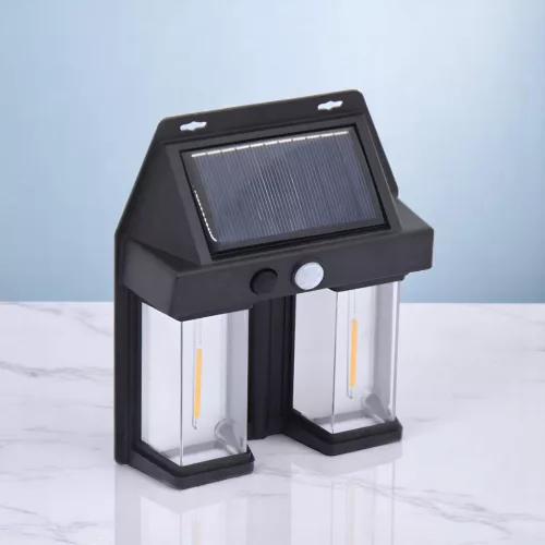 Napelemes mozgásérzékelős lámpa, 2 izzós