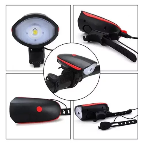 Bicikli lámpa beépített dudával piros