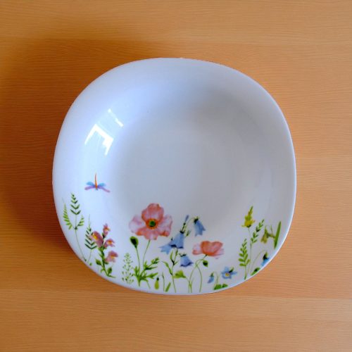 20 részes szögletes opál étkészlet réti virágos