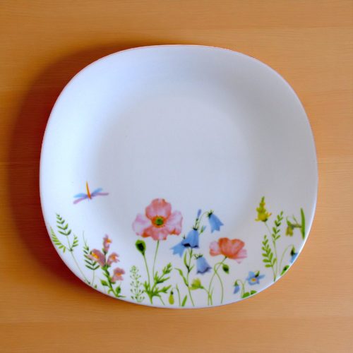 20 részes szögletes opál étkészlet réti virágos