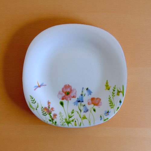 20 részes szögletes opál étkészlet réti virágos