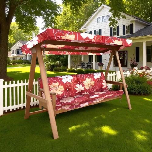 Hintaágy párna 170 cm 3 részes rózsavörös vanília virágos mintával