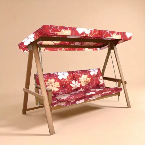 Hintaágy párna 170 cm 3 részes rózsavörös vanília virágos mintával