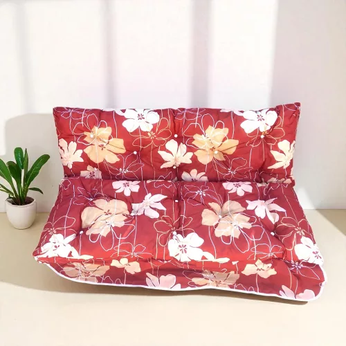 Hintaágy párna 170 cm 3 részes rózsavörös vanília virágos mintával