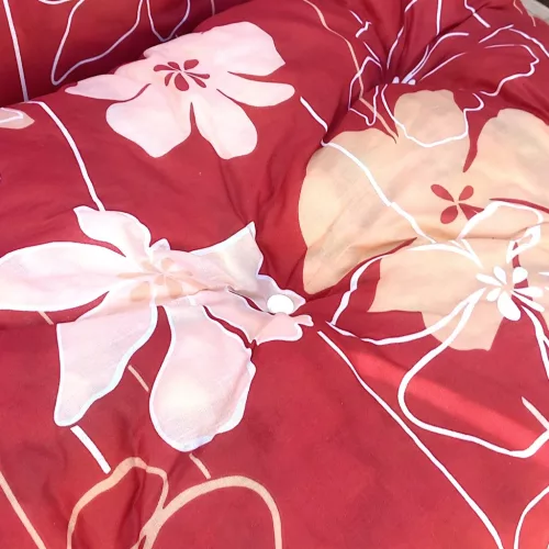 Hintaágy párna 170 cm 3 részes rózsavörös vanília virágos mintával