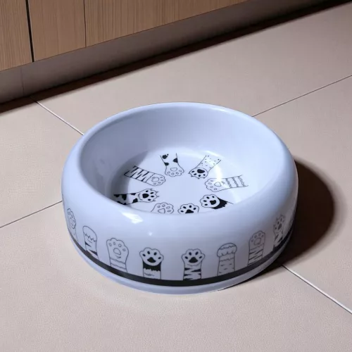 Macska etető tál 18 cm-es, 400 ml ─ Cica tappancs mintával