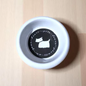   Kutya etető tál 18 cm-es, 400 ml ─ Pets leave prints on our heart felirattal