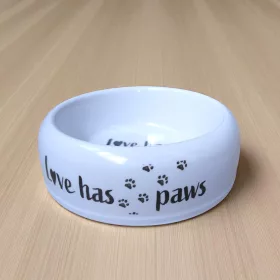   Kisállat etető tál 18 cm-es, 400 ml ─ Love has paws felirattal