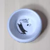 Macska etető tál 18 cm-es, 400 ml ─ Lazy and always hungry feliratos, macska mintás