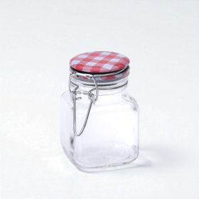 Tároló üveg csatos tetővel 8x5 cm - szögletes