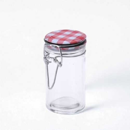 Tároló üveg csatos tetővel 8,5x4,5 cm - henger