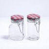 Tároló üveg csatos tetővel 8,5x4,5 cm - henger