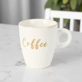   Kávésbögre 'Coffee' felirattal - 220 ml, krémfehér színben